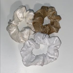 3 White Velvet Scrunchies